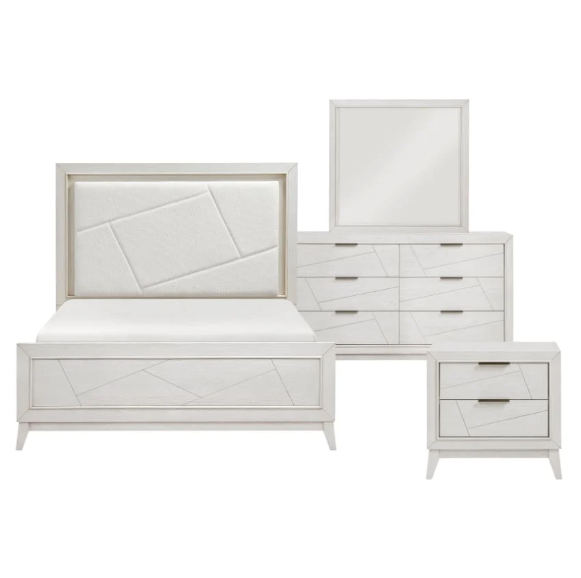 6-Piece Cal King Bedroom Set - Headboard, Footboard, Rails, Dresser, Mirror & Nightstand