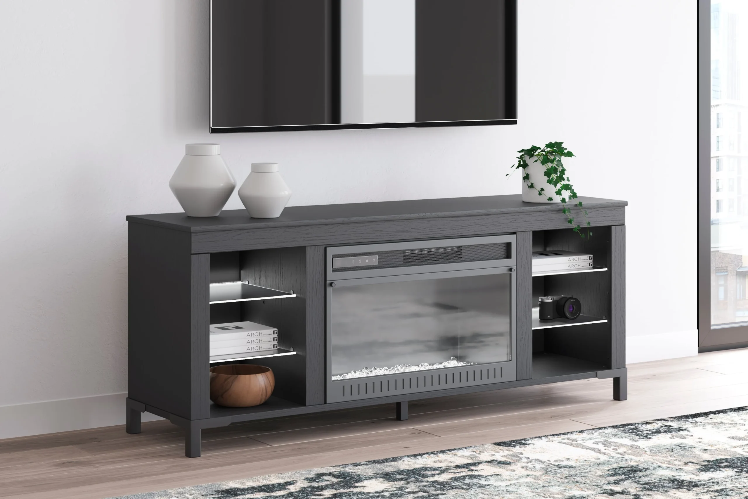 60" TV Stand With Electric Fireplace