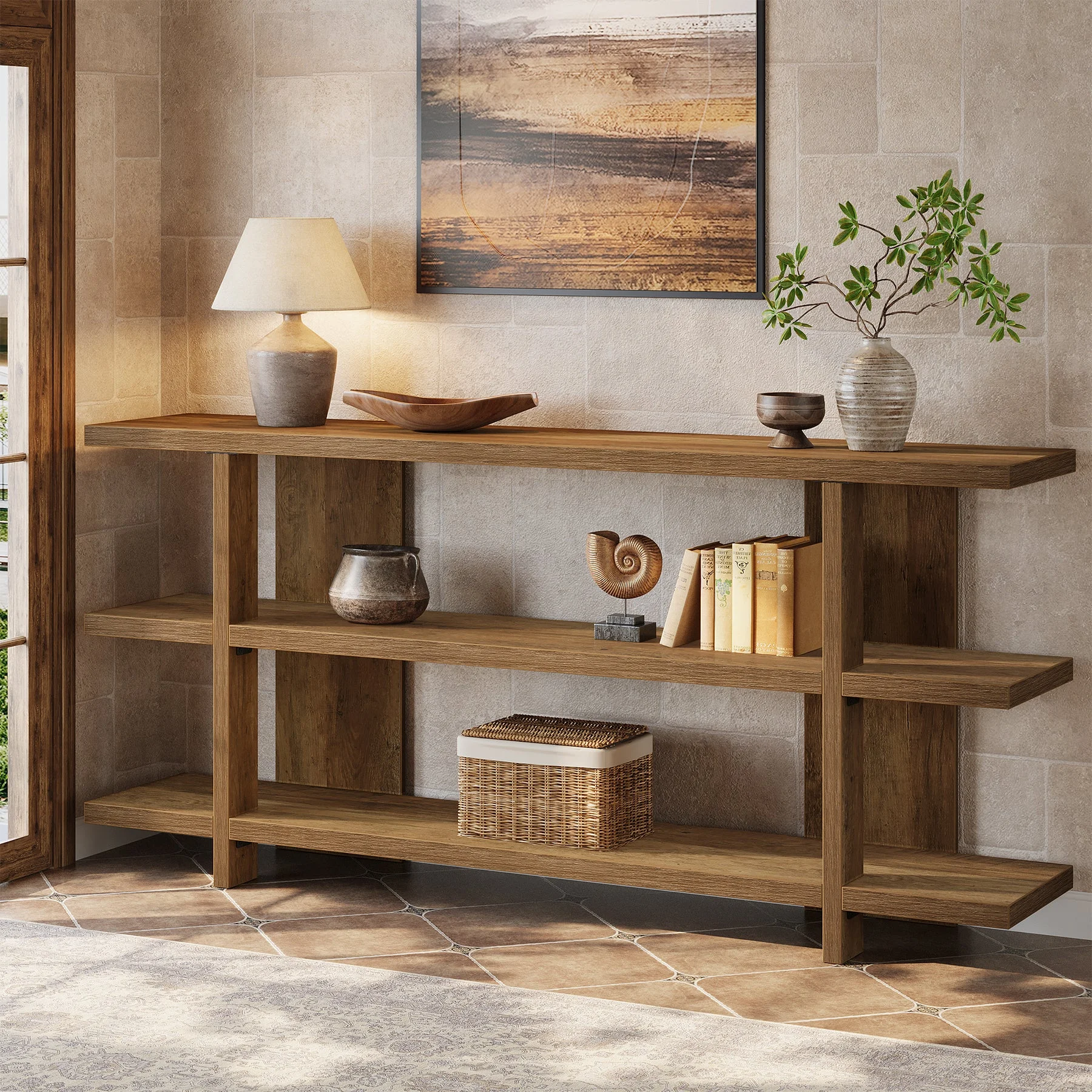 63" Console Table, 3-Tier Narrow Entryway Table Accent Furniture