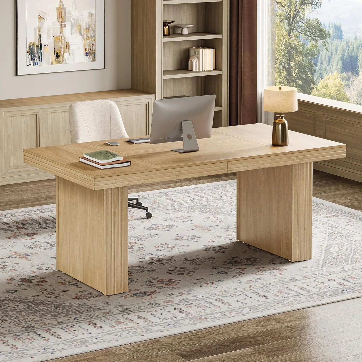 63" Executive Desk, Large Computer Desk with Heavy-Duty Legs