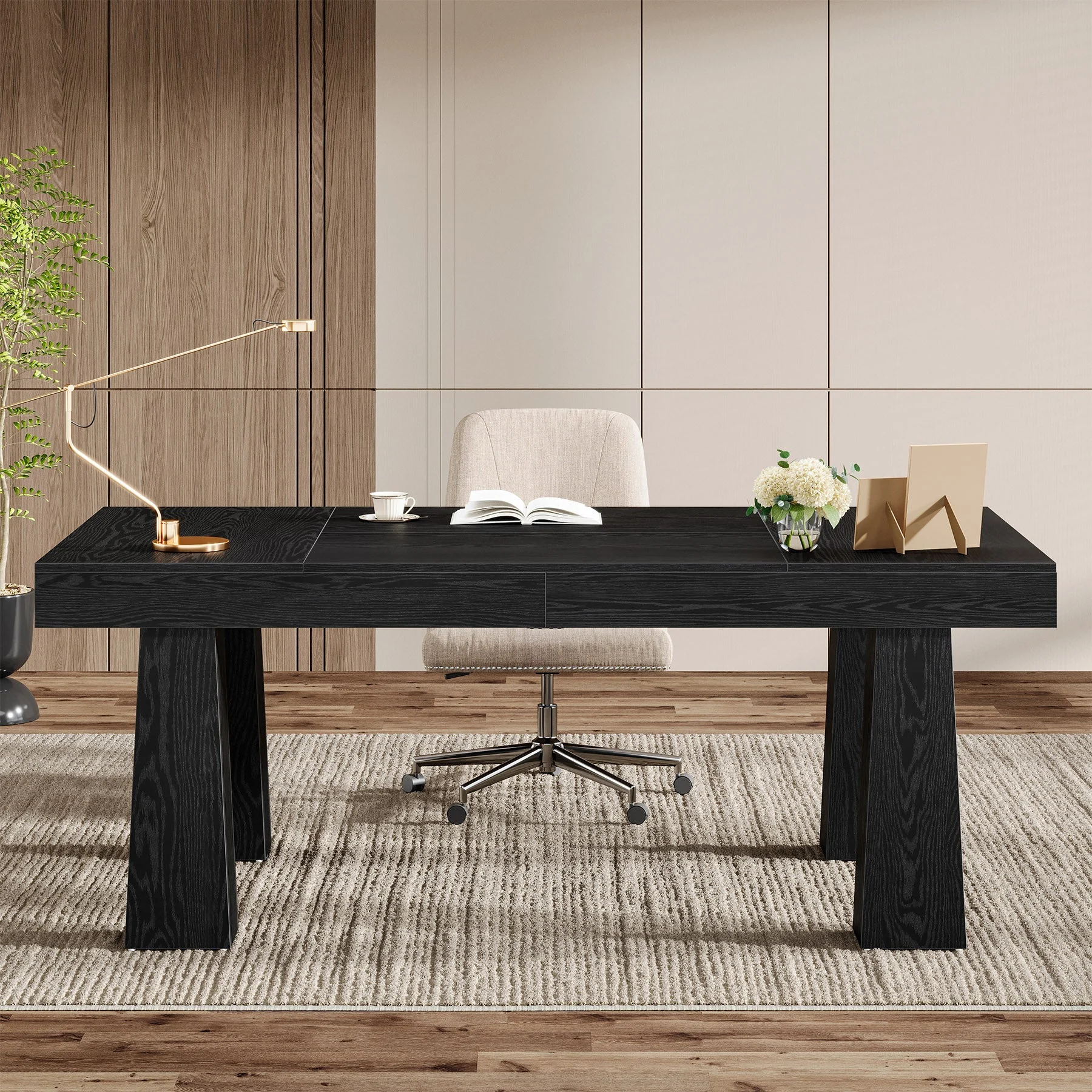 63" Executive Desk, Modern Home Office Desk Computer Desk