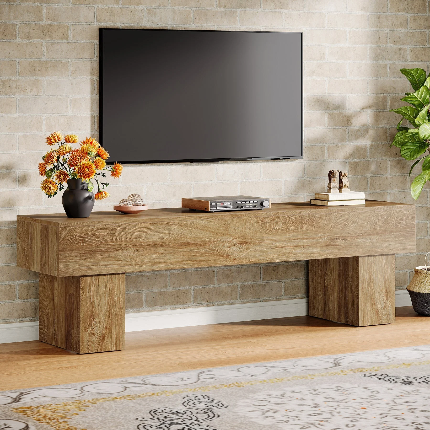 63" Farmhouse TV Stand, Media Console Table Entertainment Center