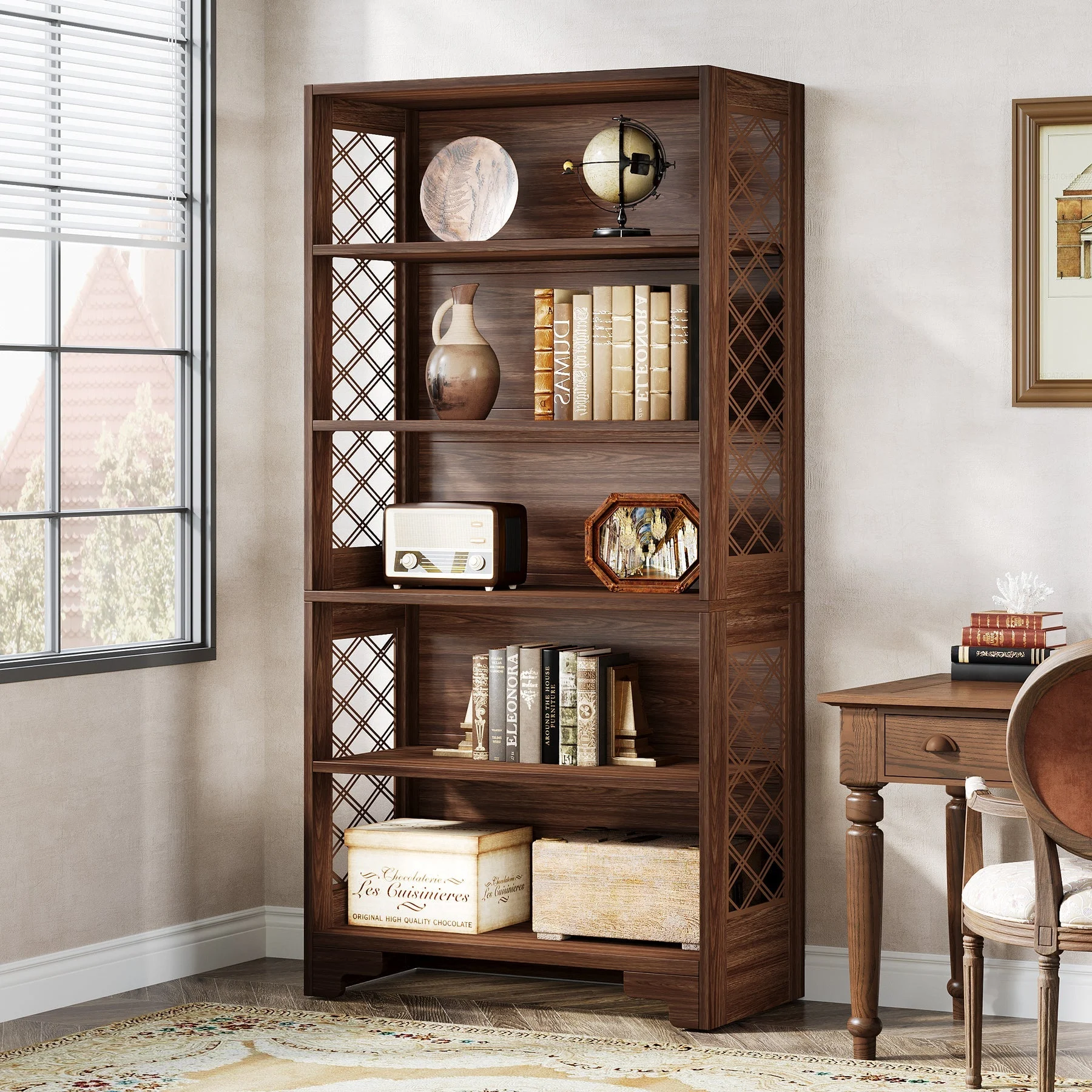 70.8" Freestanding Bookshelf, 6-Tier Bookcase Display Rack Storage Shelves