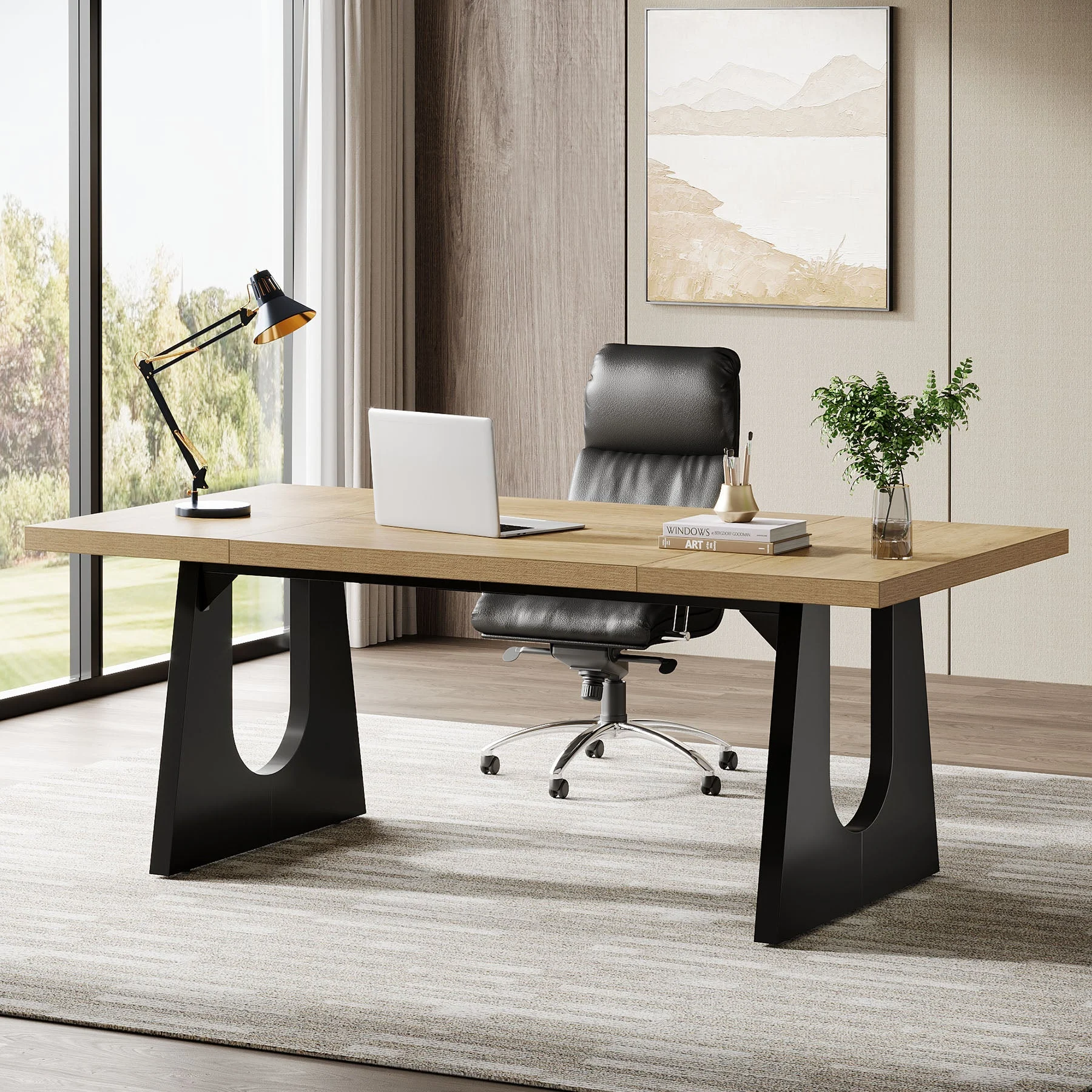 70.86" Executive Desk, Modern Computer Office Desk Workstation