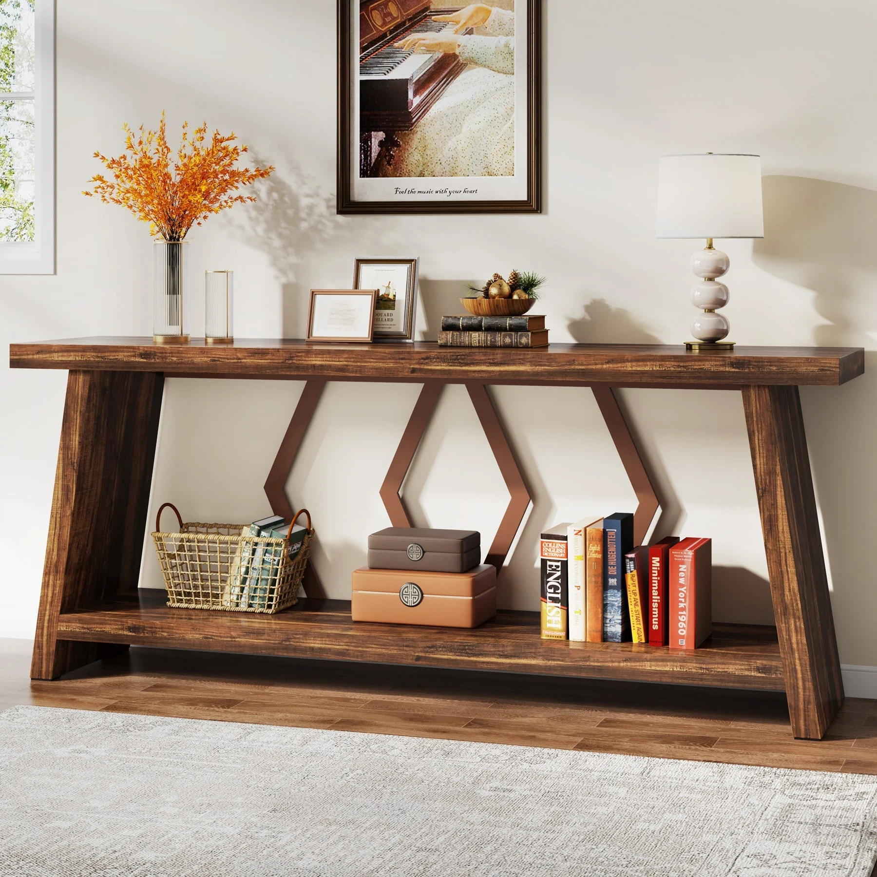 70.86-Inch Console Sofa Table with Storage for Entryway Living Room