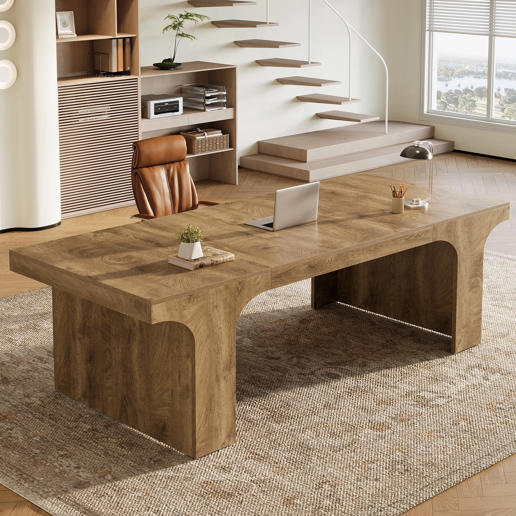 70.87" Executive Desk, Simple Computer Desk Conference Table for 6-8