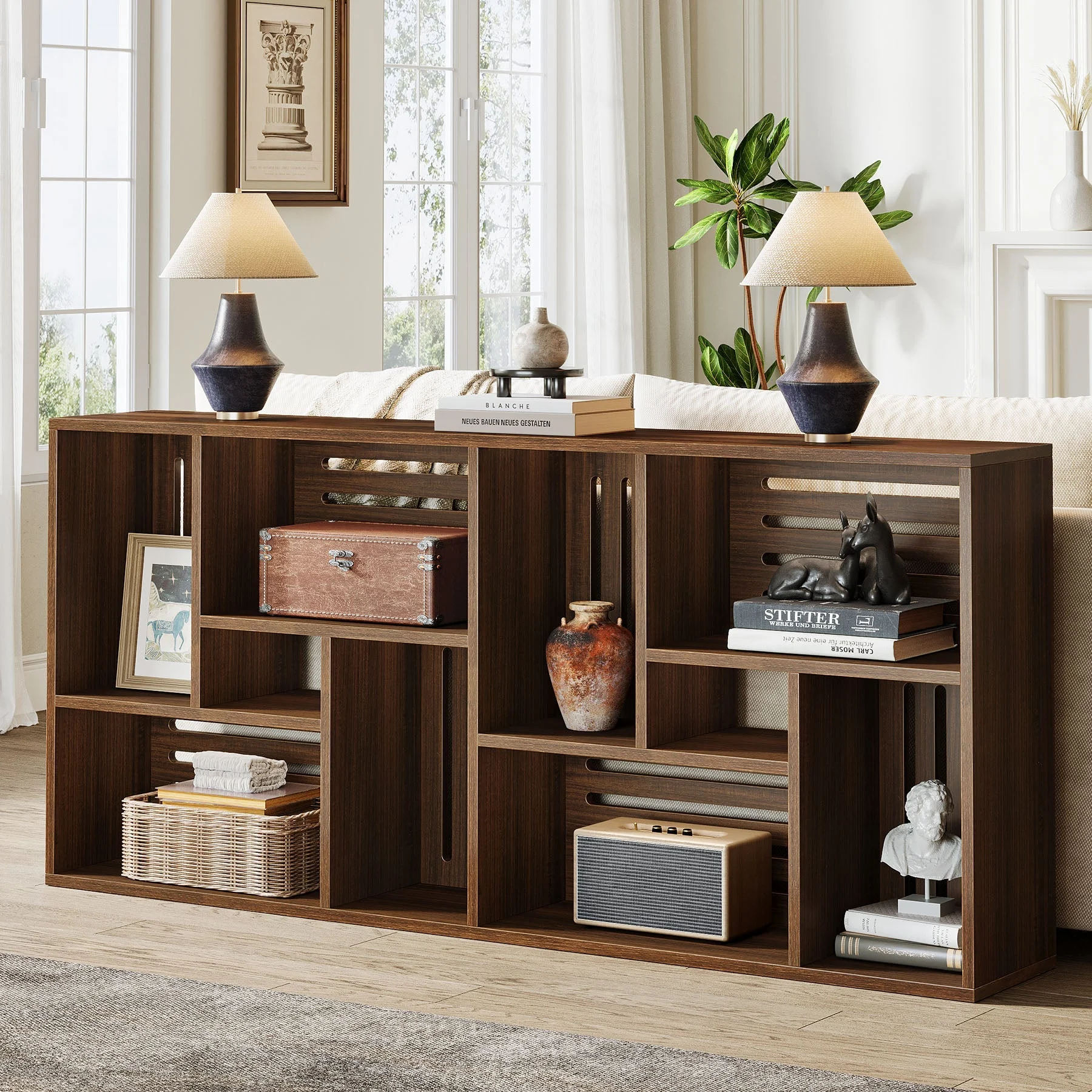 70.9" Console Table, 3-Tier Entryway Table Sofa Table with Storage Shelves