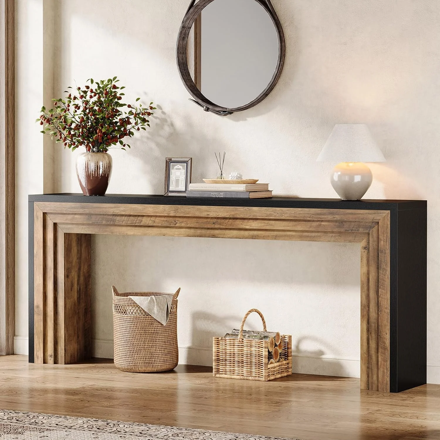 70.9" Console Table, Farmhouse Narrow Sofa Table Hallway Table