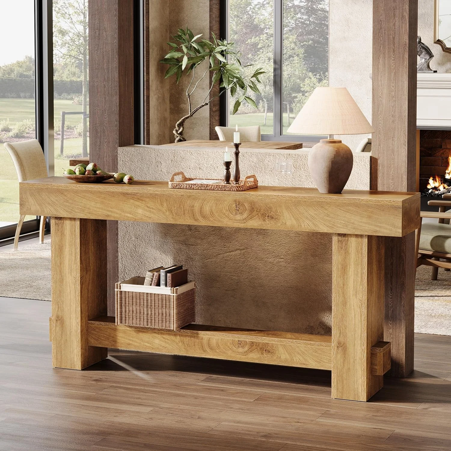 70.9" Console Table, Wooden Farmhouse Sofa Table Hallway Table