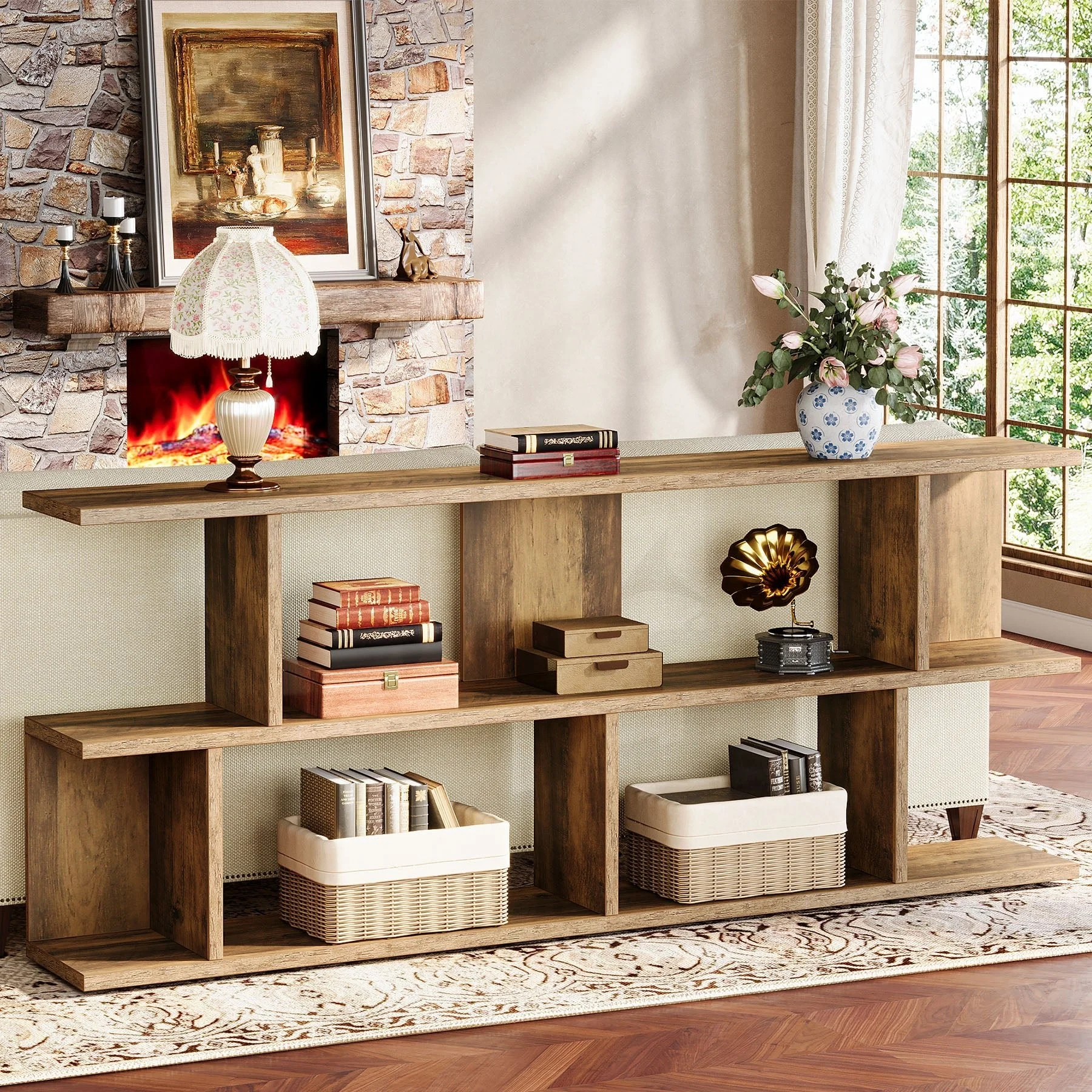 71" Console Table, 3 Tier Farmhouse Sofa Table with Storage