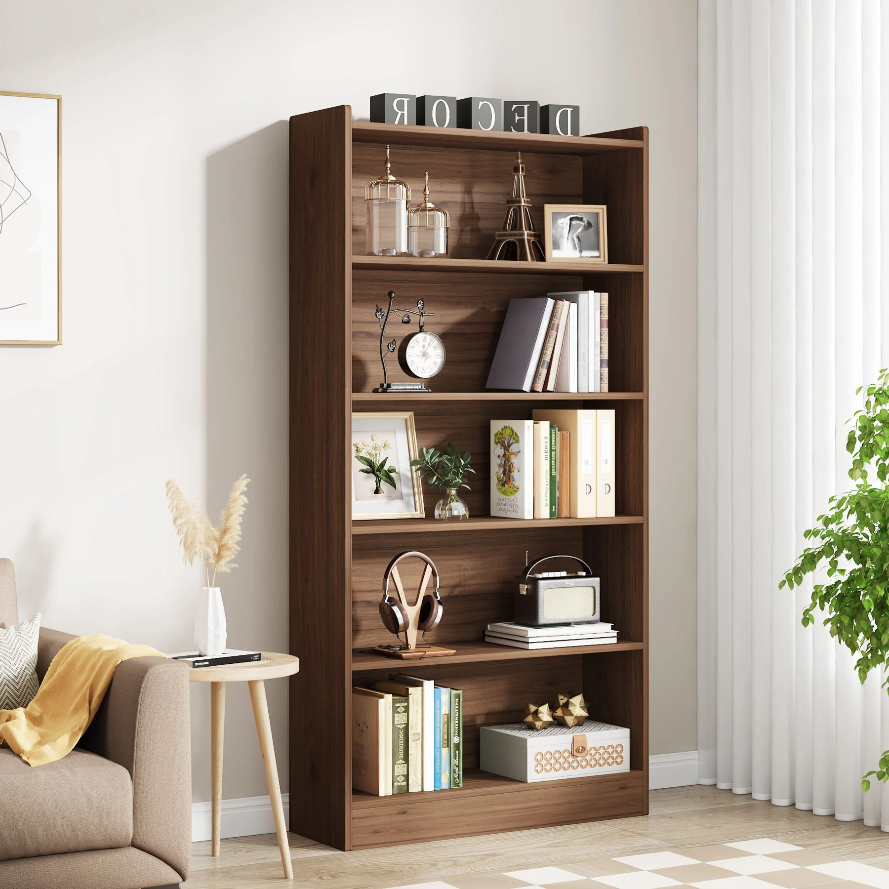 72" Tall Bookcase, 6-Tier Freestanding Bookshelf for Home Office