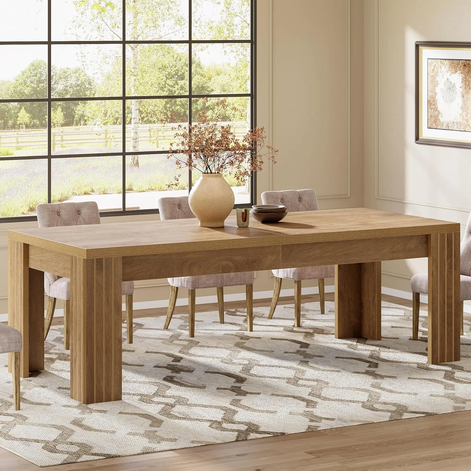 78.7" Dining Table, Rectangle Kitchen Dinner Table For 6