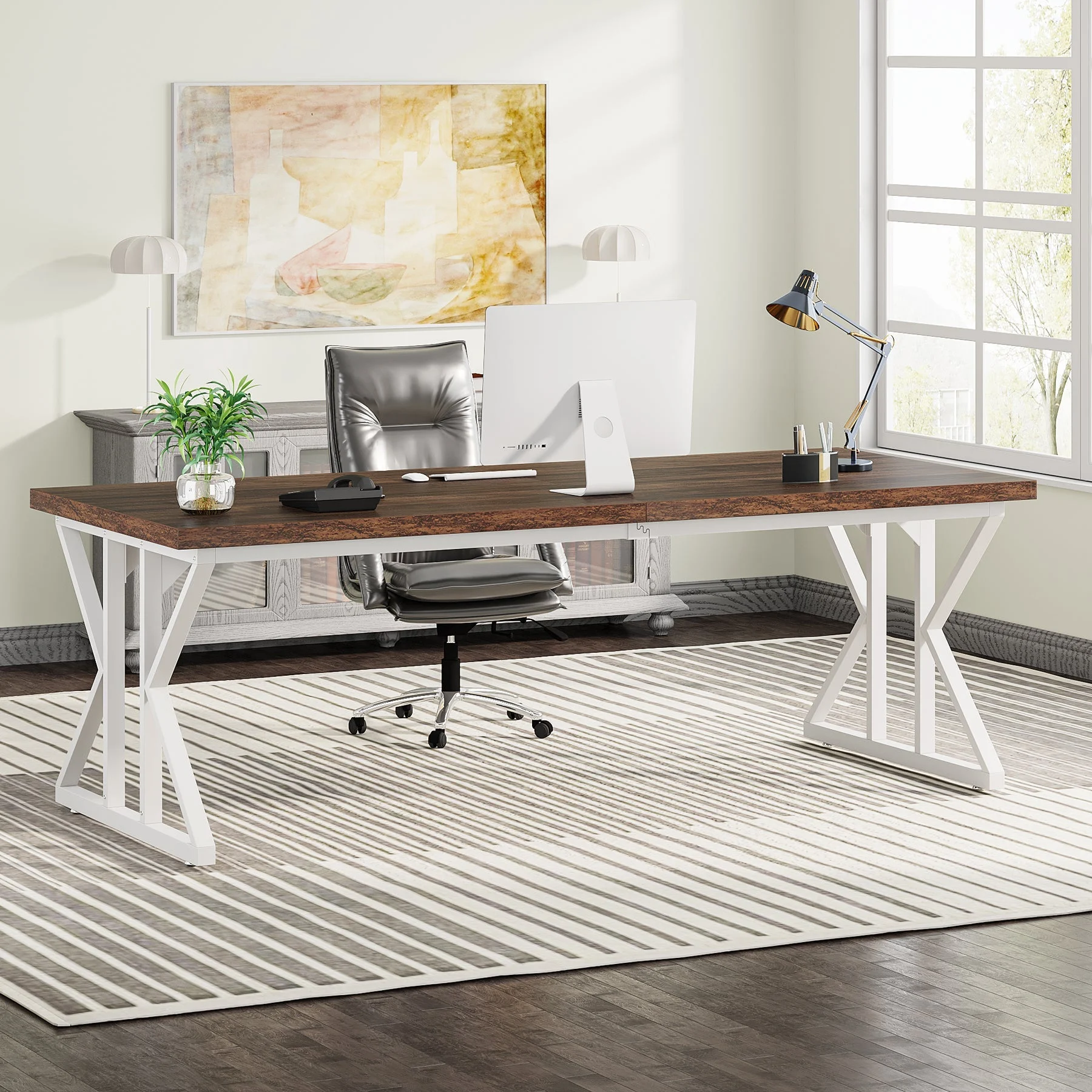 78.7" Executive Desk, Large Computer Desk Two Person Desk for Home Office