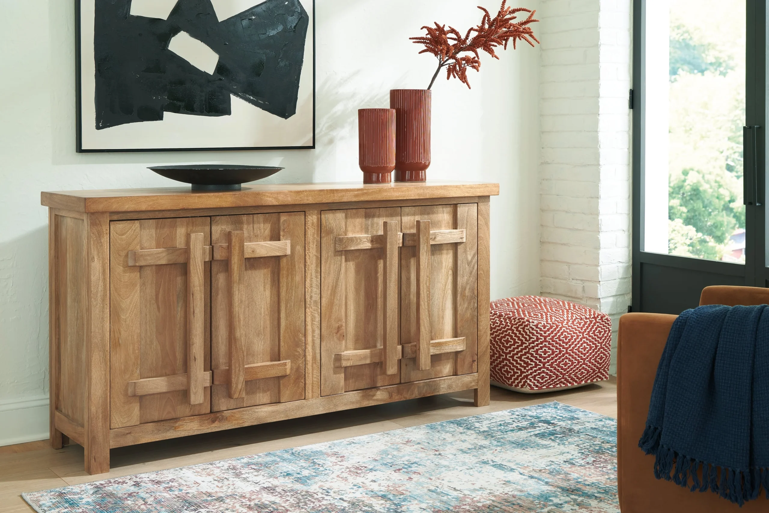 Accent Cabinet with Oversized Wooden Pulls