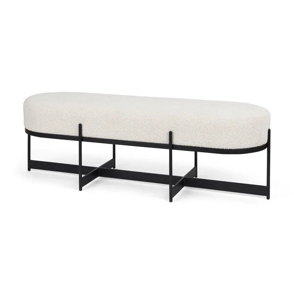 Amelia Cream Boucle Upholstered Bench