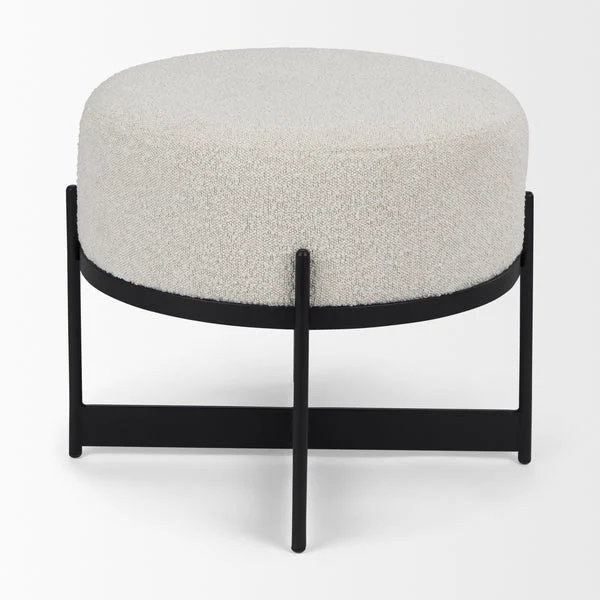 Amelia Cream Boucle Upholstered Pouf