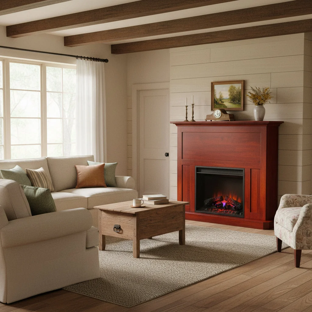 Amish 48" Fireplace Mantel with 23" Electric Insert