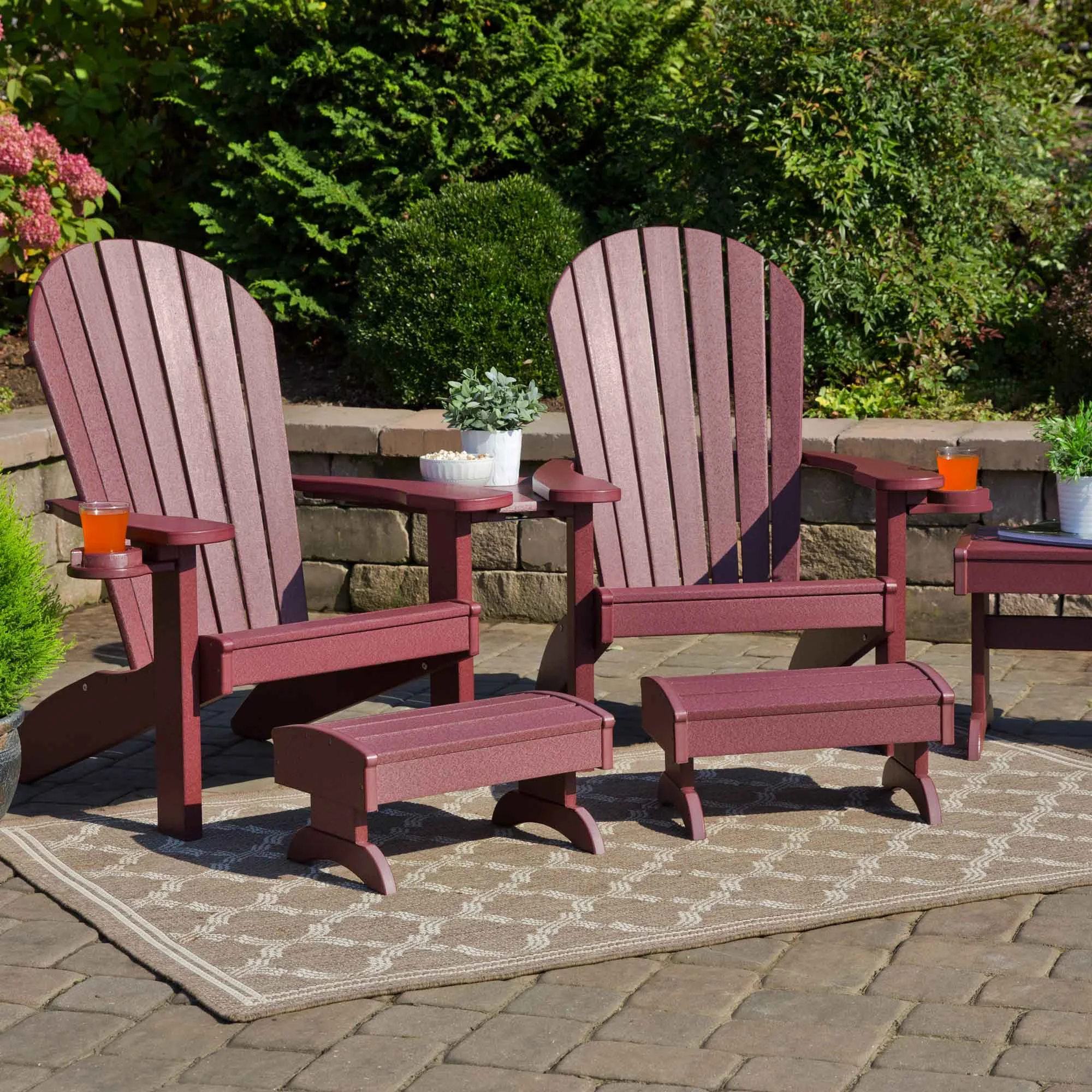 Amish 5 pc Adirondack Chair & Patio Foot Stool Settee Set - Quickship