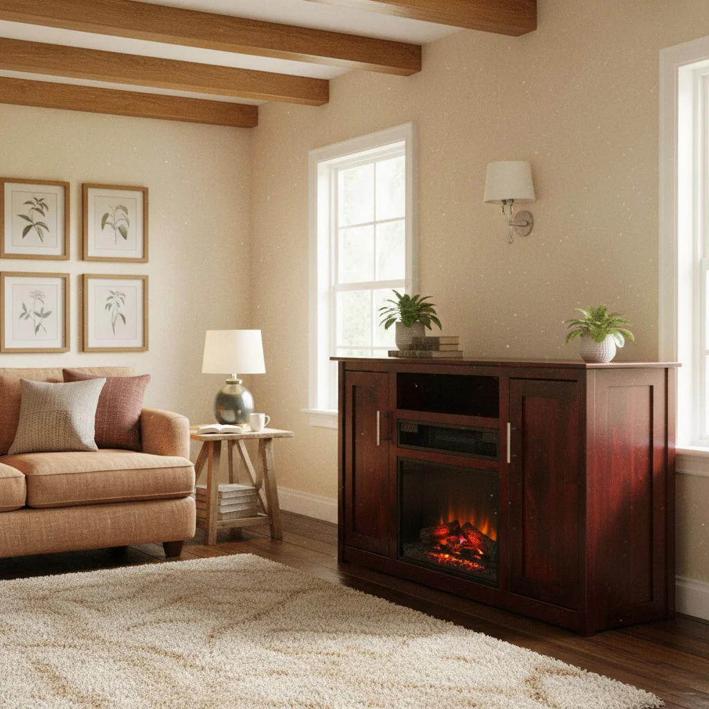 Amish 57" TV Stand with 23" Electric Fireplace