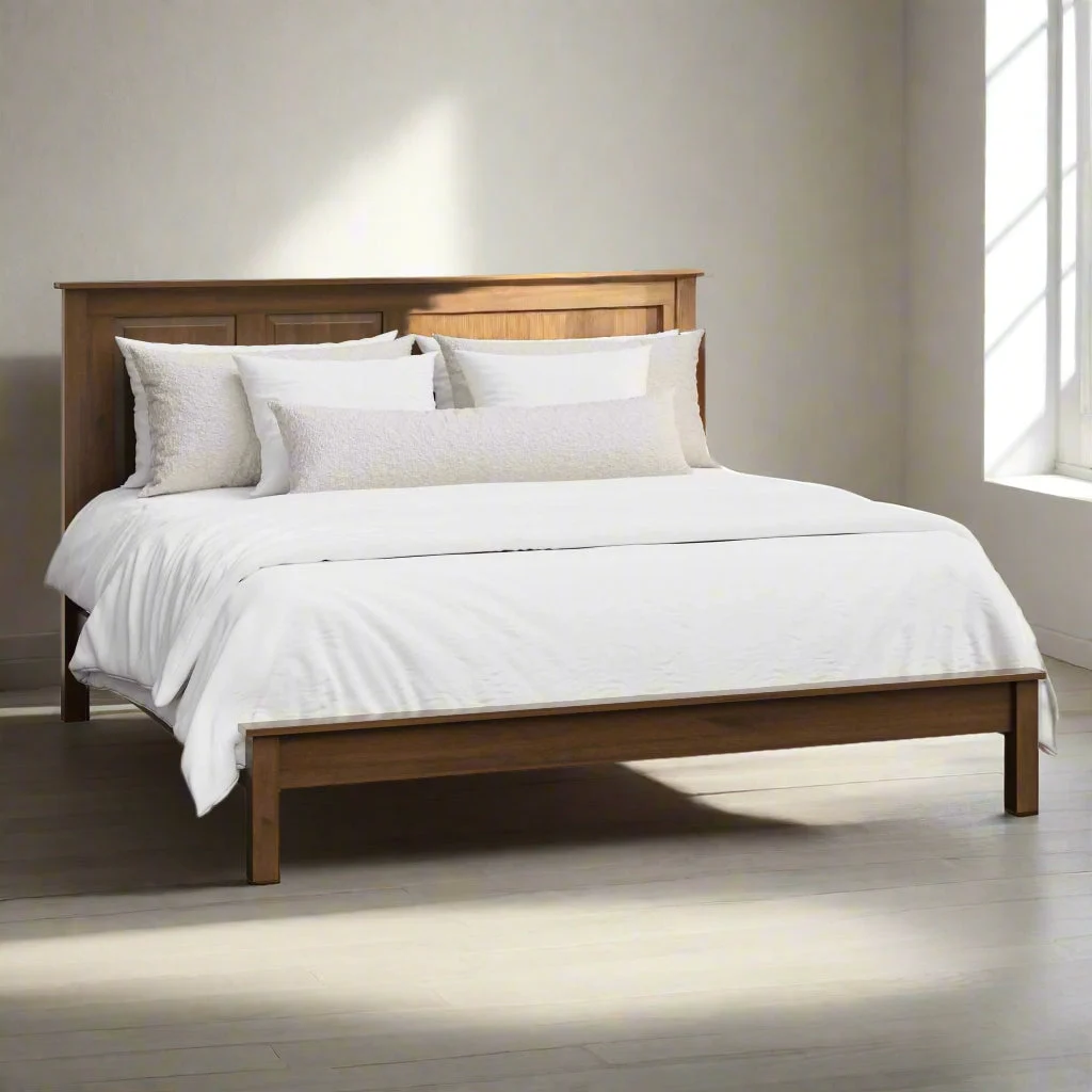 Amish Bel Air Solid Wood High Panel Bed Frame with Low Footboard