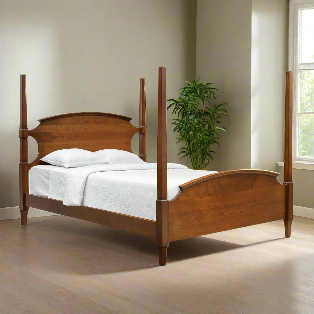 Amish Geneva Solid Wood 4 Poster Bed with Curved Headboard
