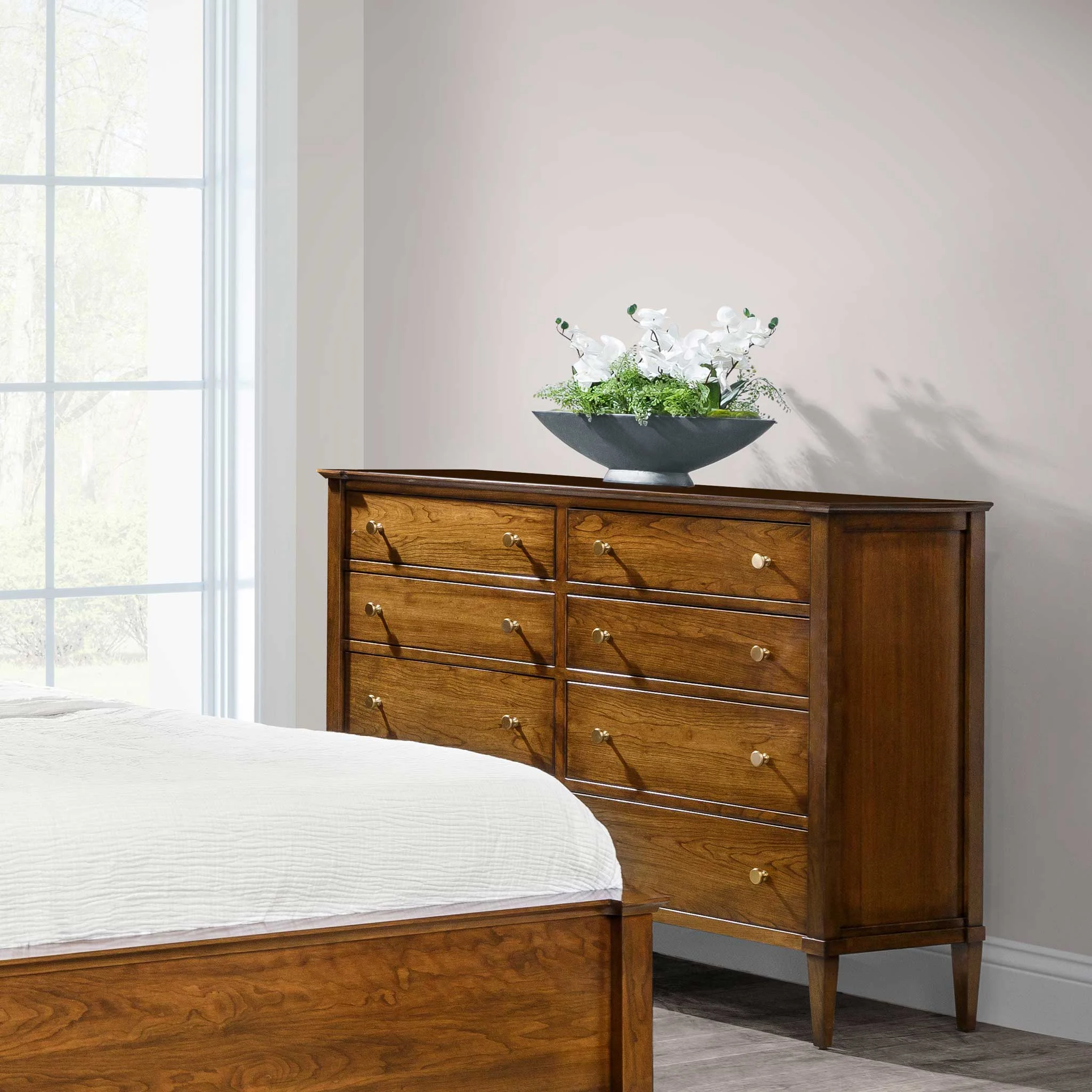 Amish Geneva Solid Wood 59" Double High Dresser with 8 Drawers