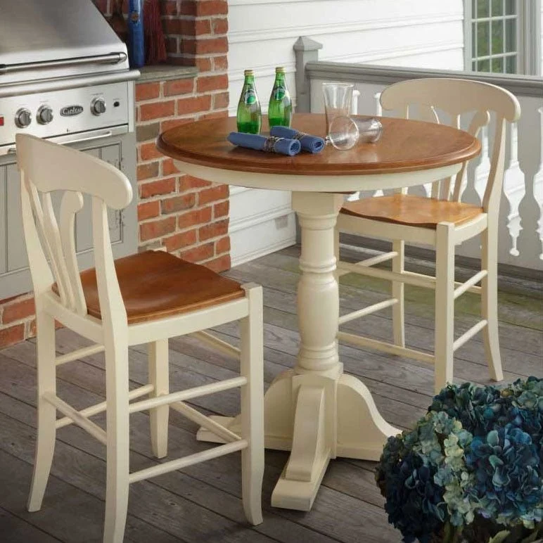 Amish Innkeepers Round Solid Top Single Pedestal Pub Table