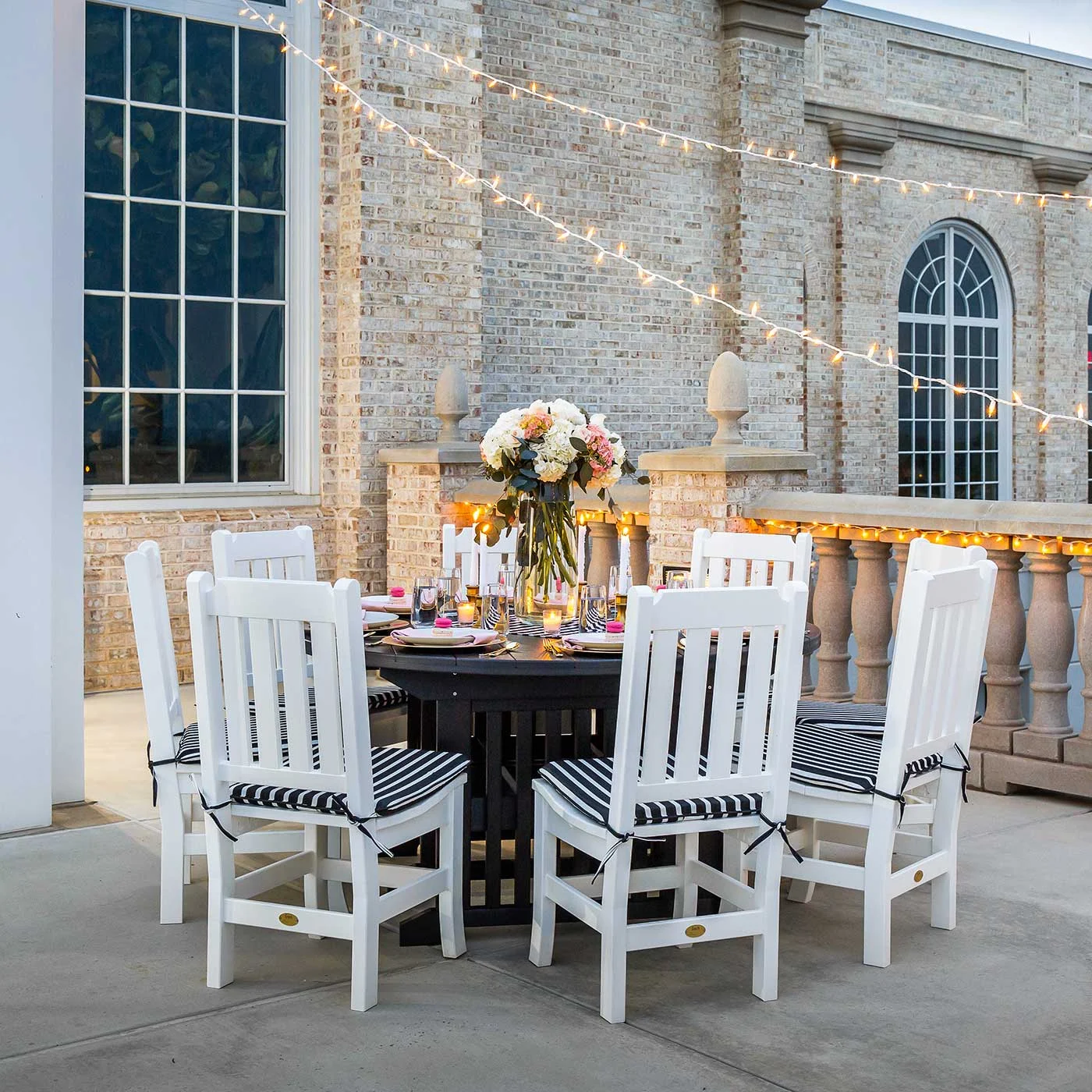 Amish Keystone 60" Round Patio Dining Table Set for 8