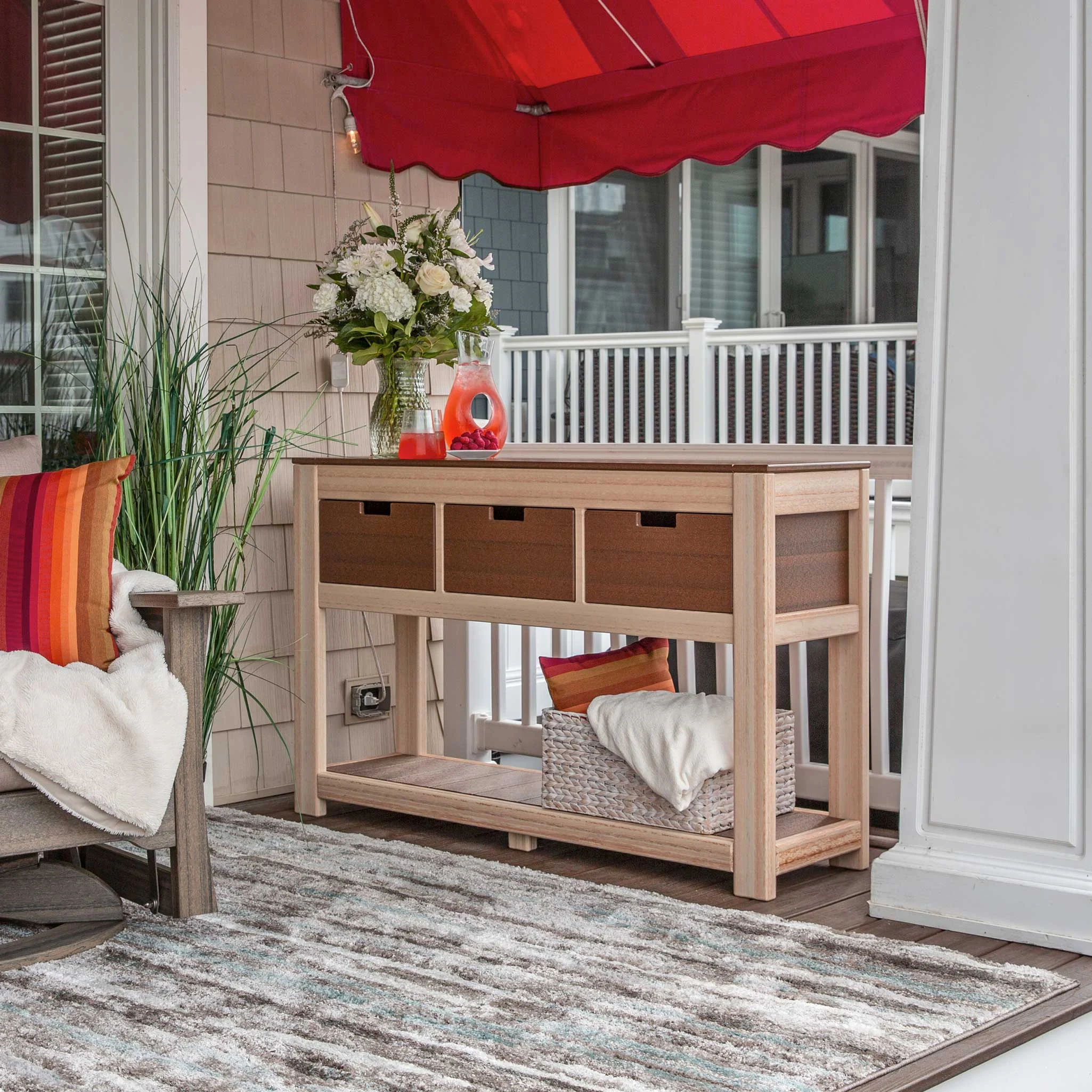 Amish Outdoor Poly 57" 3 Drawer Sofa Table