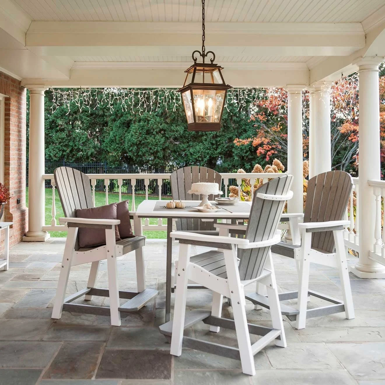 Amish Poly Great Bay Square Patio 5pc Counter Table and Counter Chairs Set