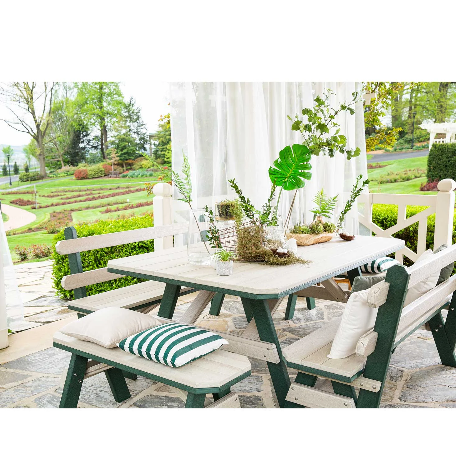 Amish Poly Patio Rectangular Garden Table Set for 6