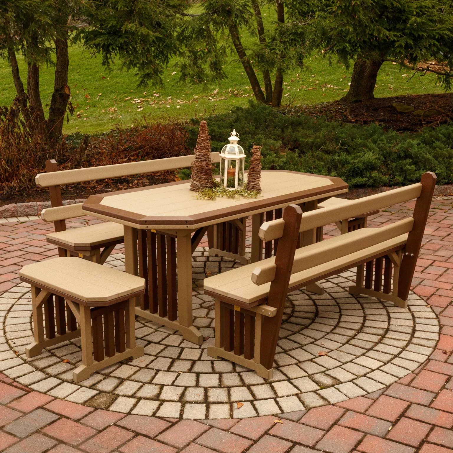 Amish Poly Rectangular Patio Mission 5pc Table Set for 6