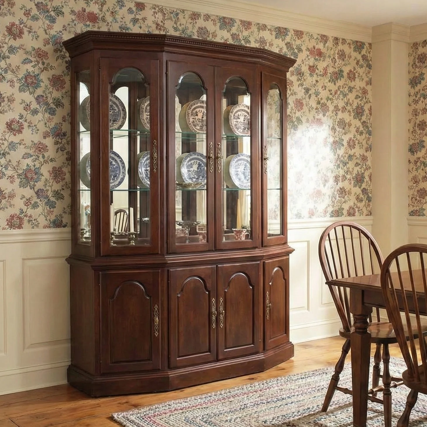 Amish Queen Anne 4 Door Canted Hutch