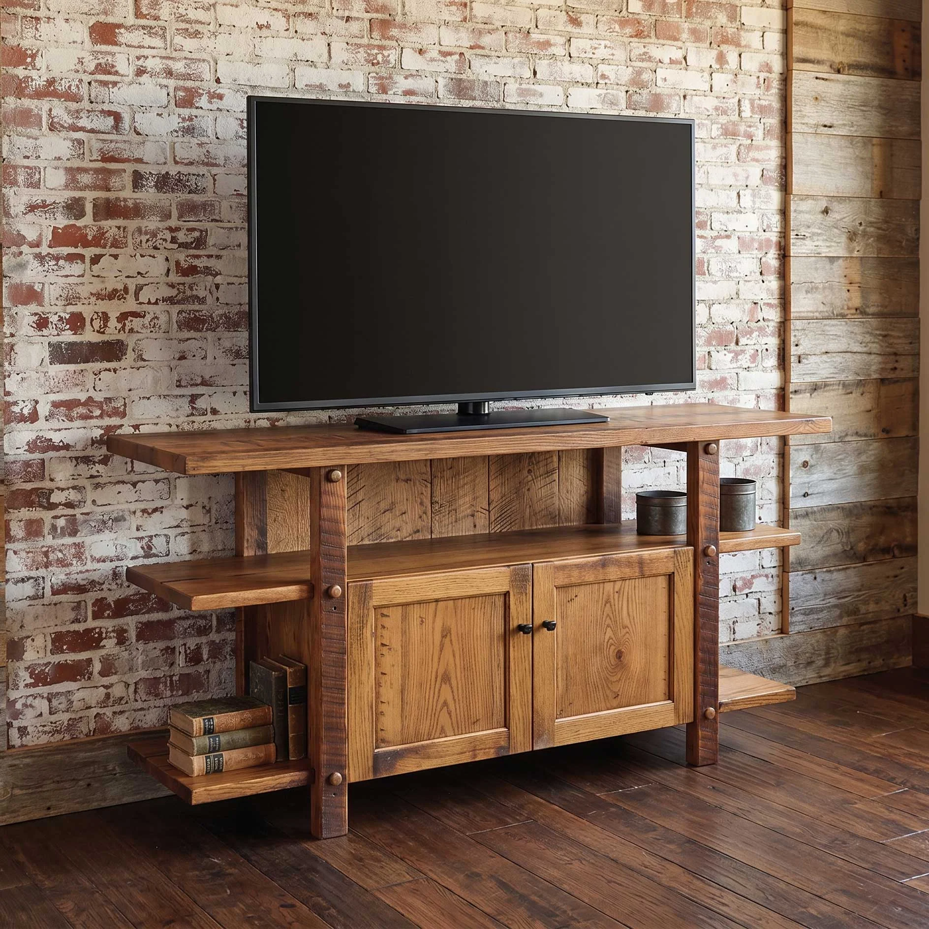 Amish Rustic Reclaimed Barnwood Ashland TV Stand for up to 80" TV