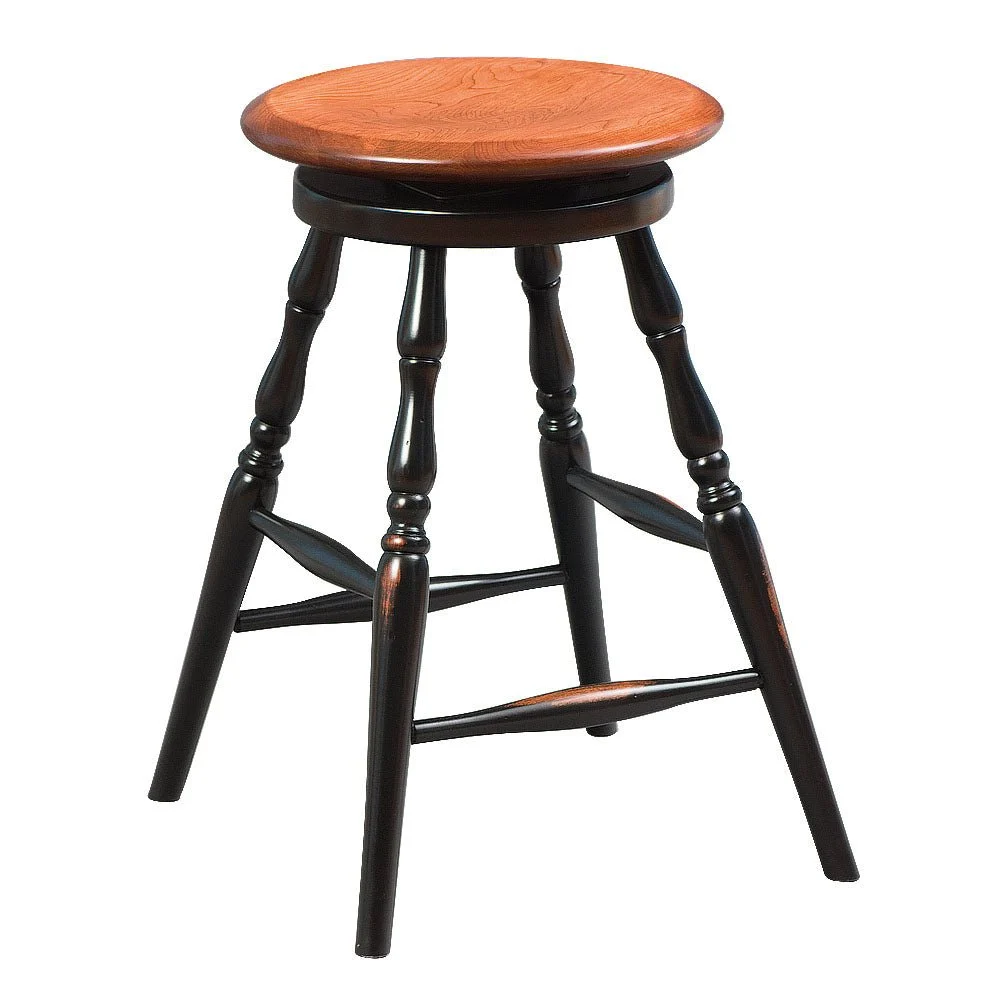Amish Solid Wood Round Swivel Bar Stool