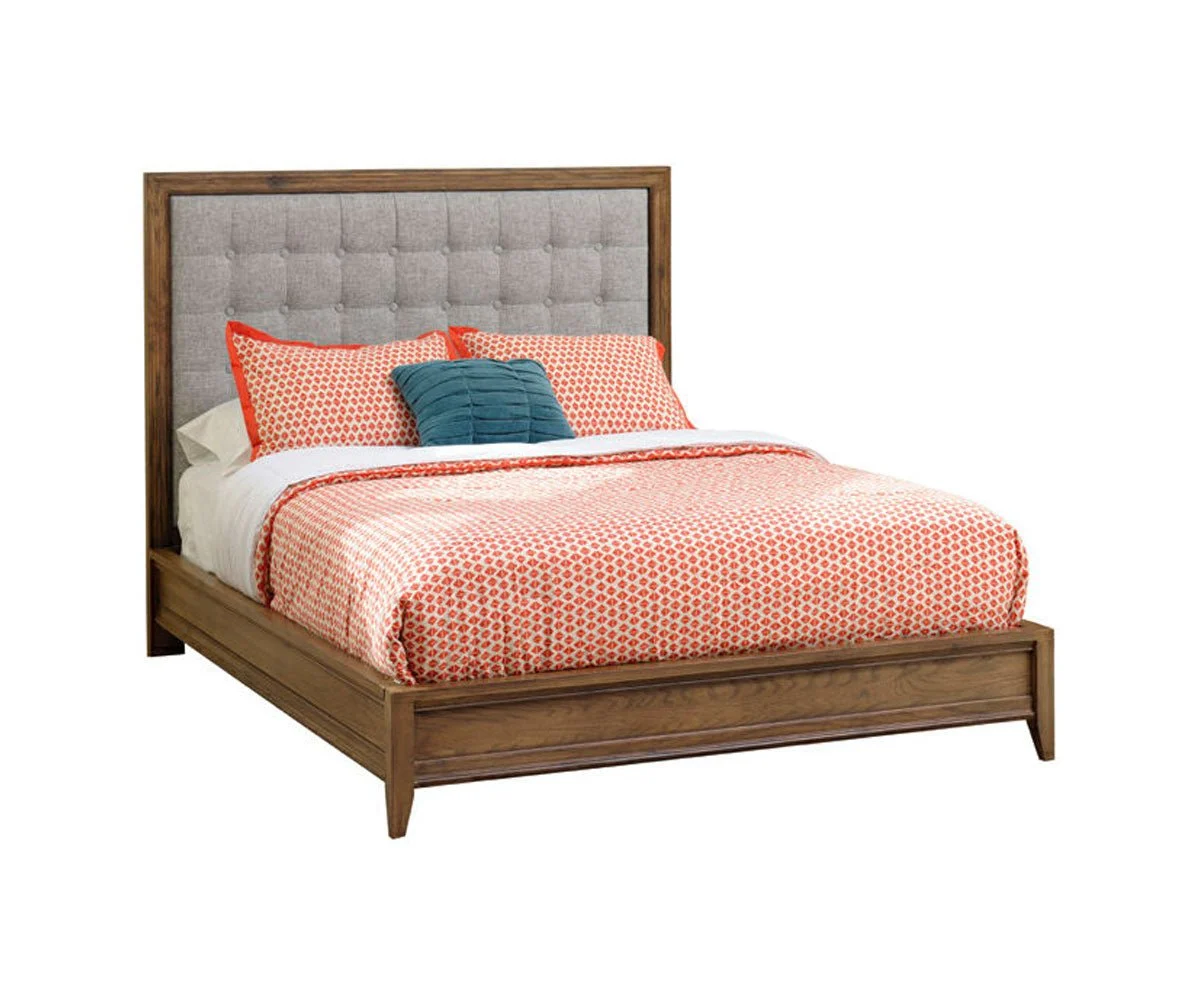 Amish Solid Wood Santa Ana Upholstered Headboard Bed