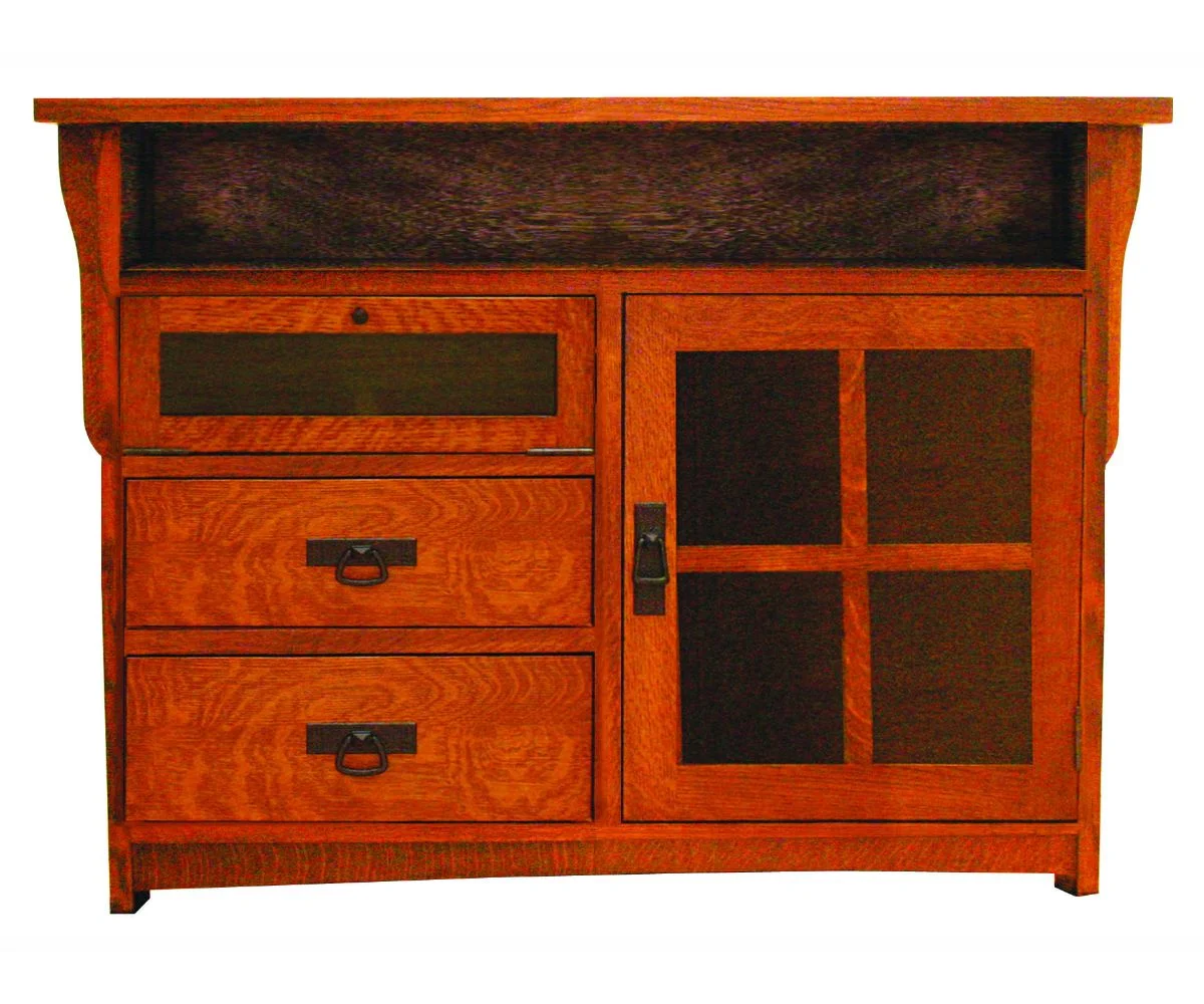 Amish Solid Wood Spanish Mission TV Console 1 Door