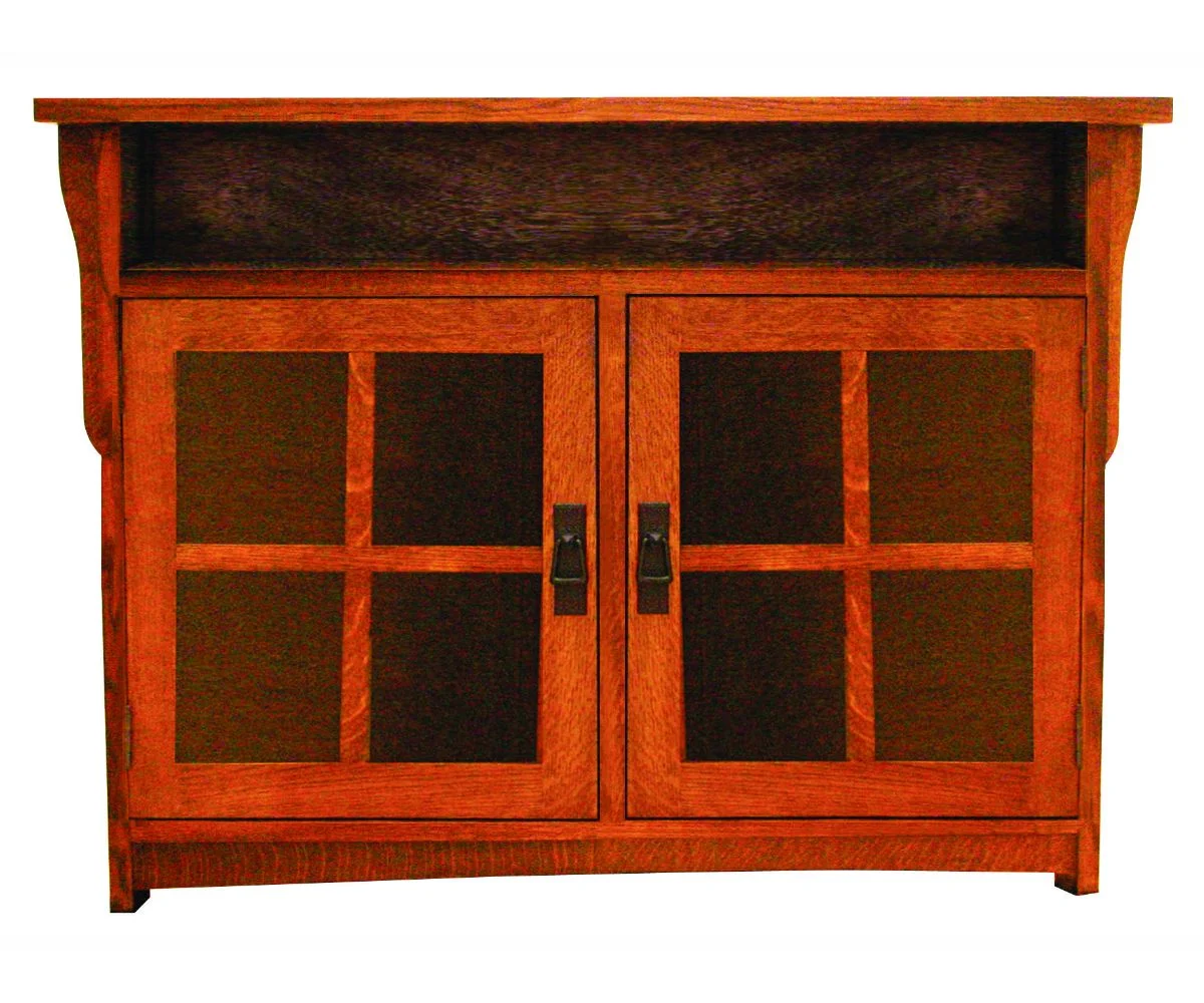 Amish Solid Wood Spanish Mission TV Console 2 Door