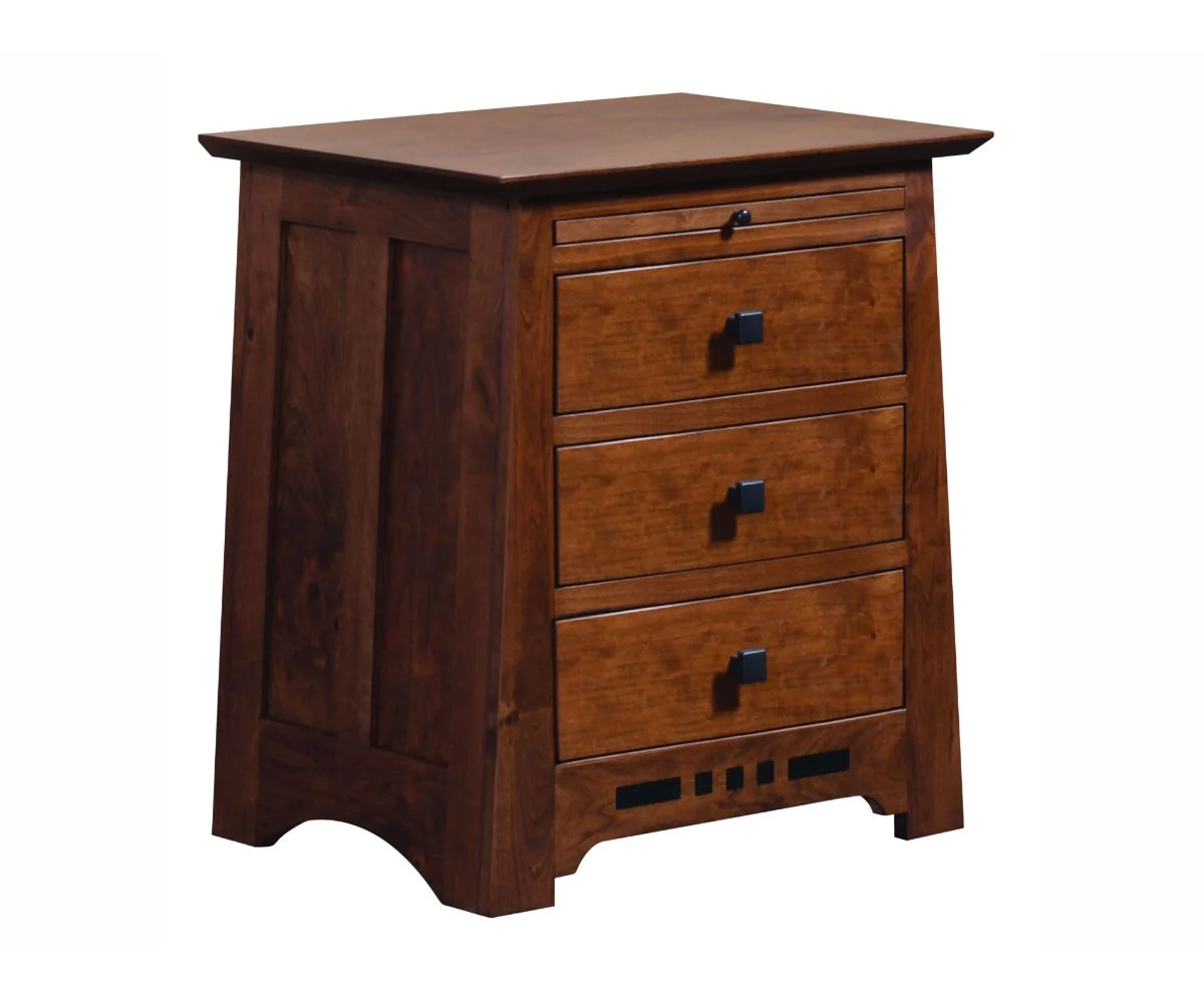 Amish Solid Wood Van Nuys 3-Drawer Nightstand with Pullout