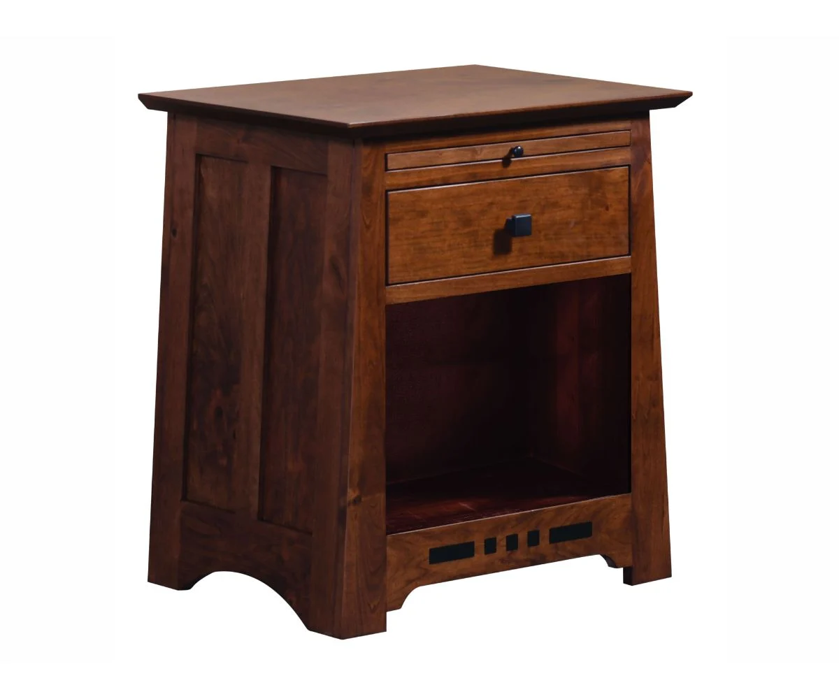 Amish Solid Wood Van Nuys Open Nightstand with Pullout