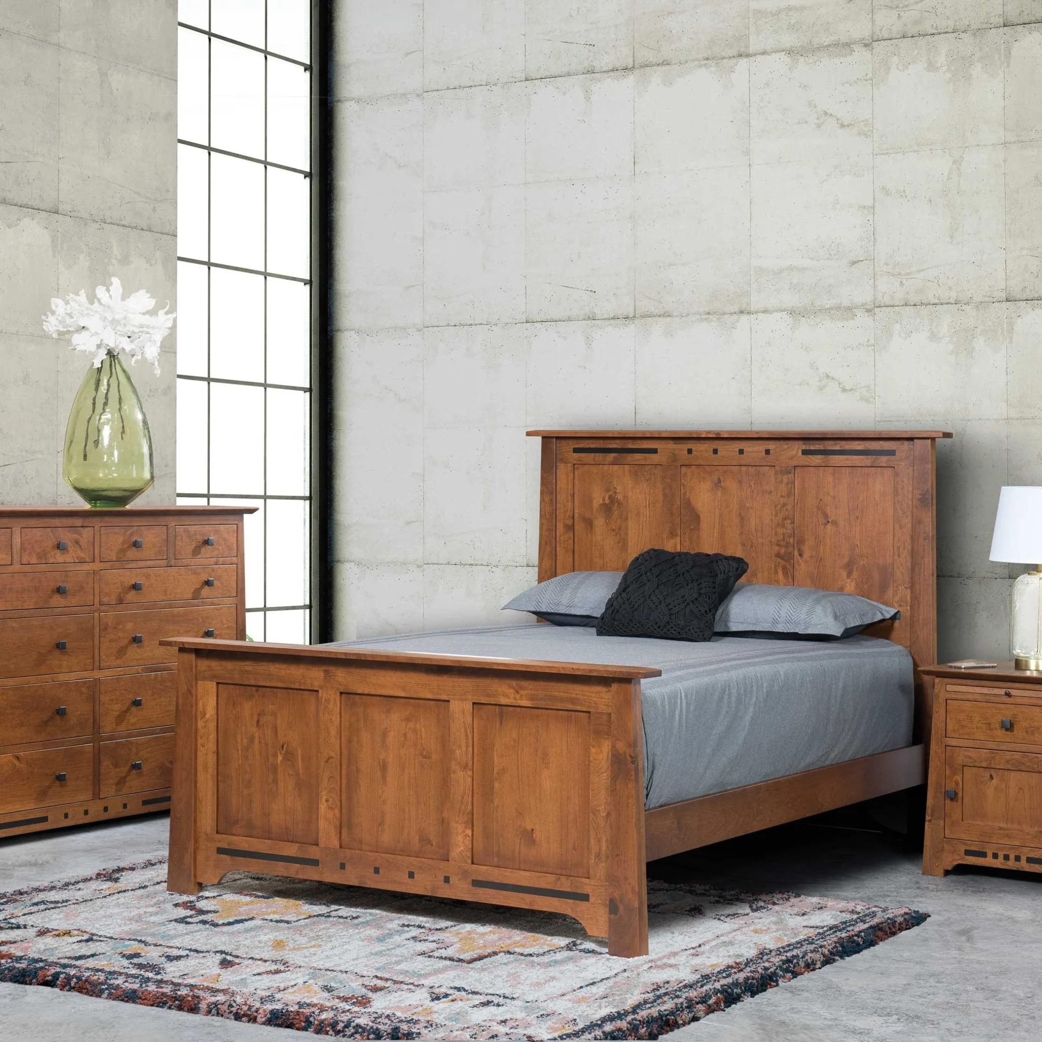 Amish Solid Wood Van Nuys Panel Bed