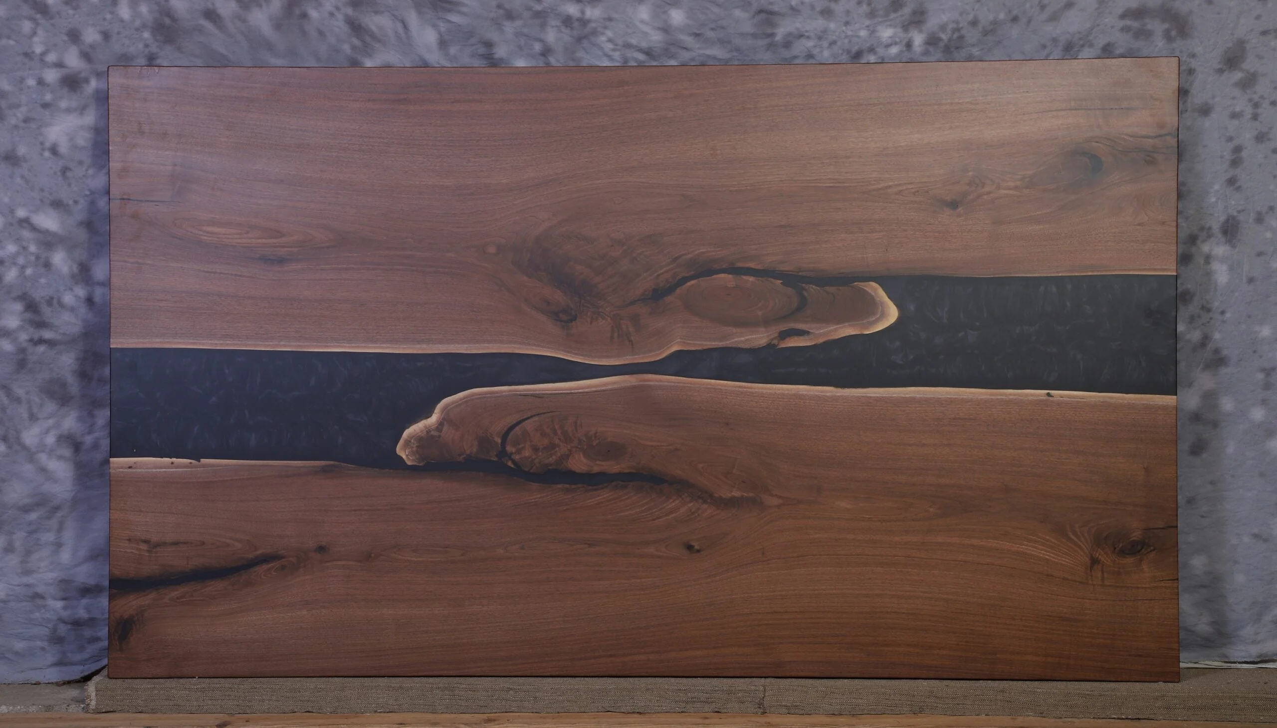 Amish Walnut Epoxy Resin 52" wide x 90" long x 2" thick Live Edge Slab