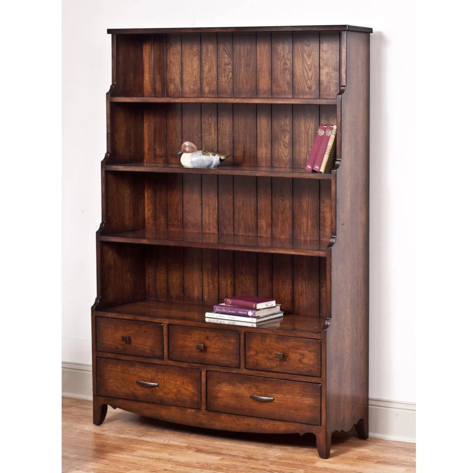 Amish Waverly 73"h Step Back Bookcase with Drawers