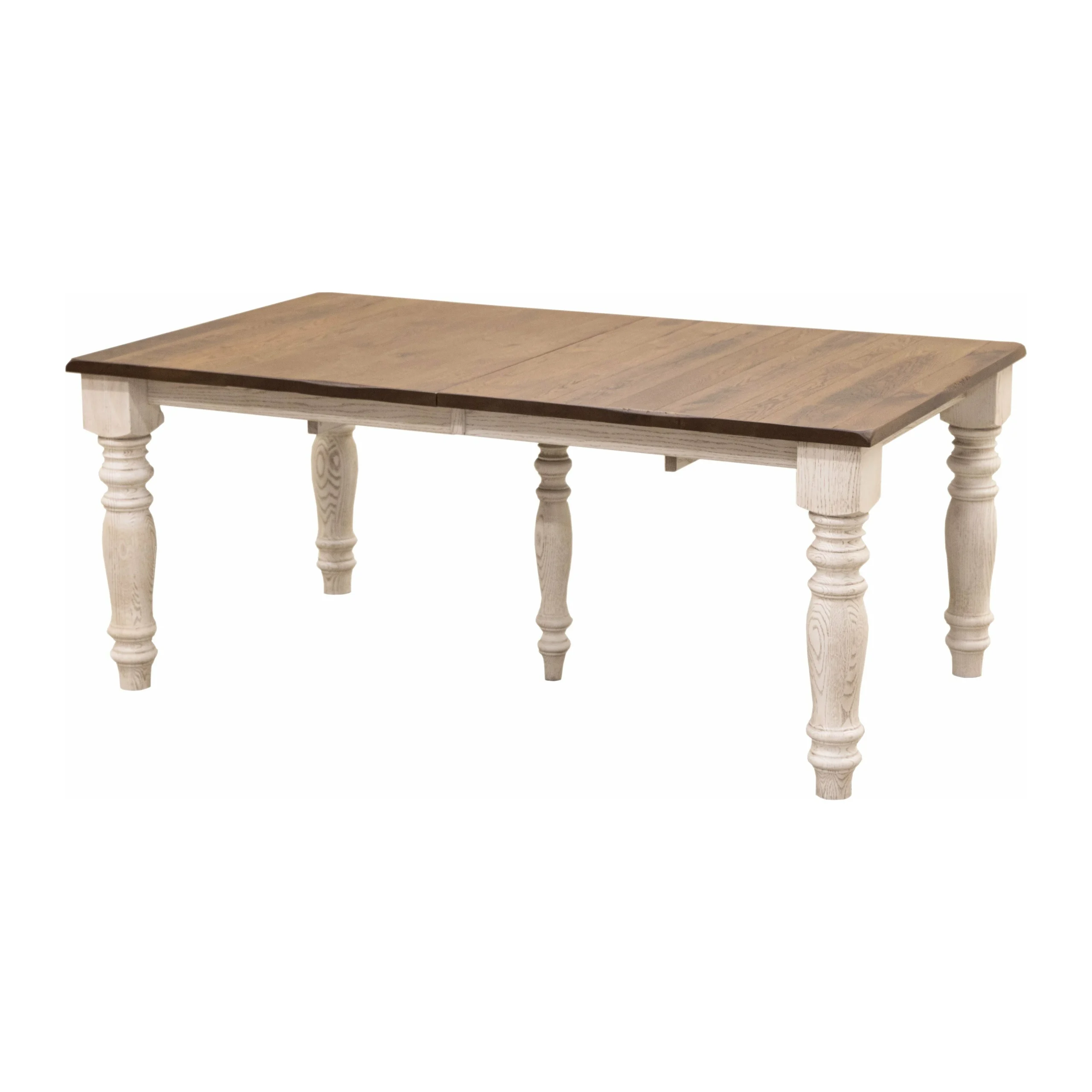 Arcadia Turned Leg Farmhouse White & Wood Extending Dining Table | O-CS&RWO-CO