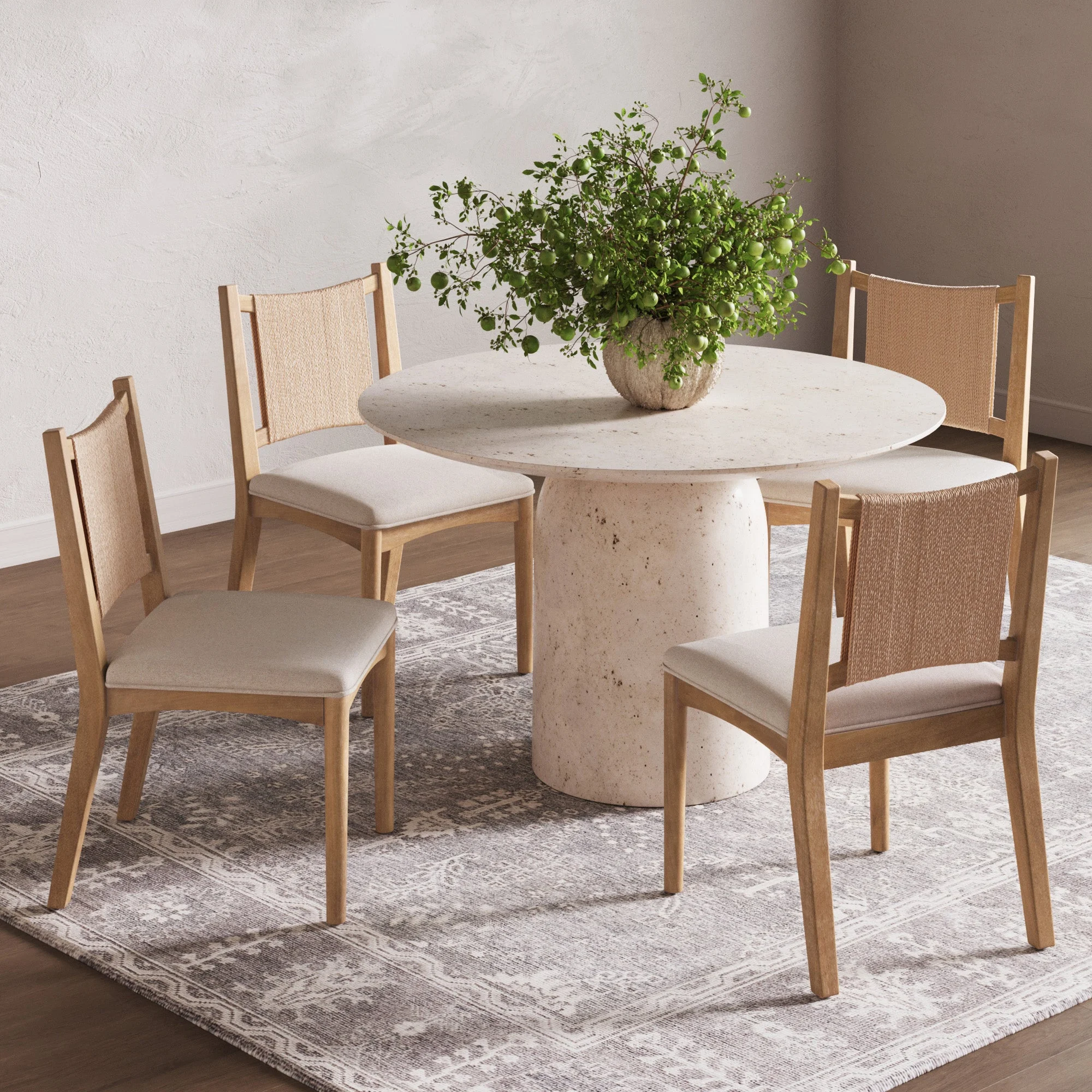 Arched Back Seagrass Dining Chair Light Brown (Set of 4)