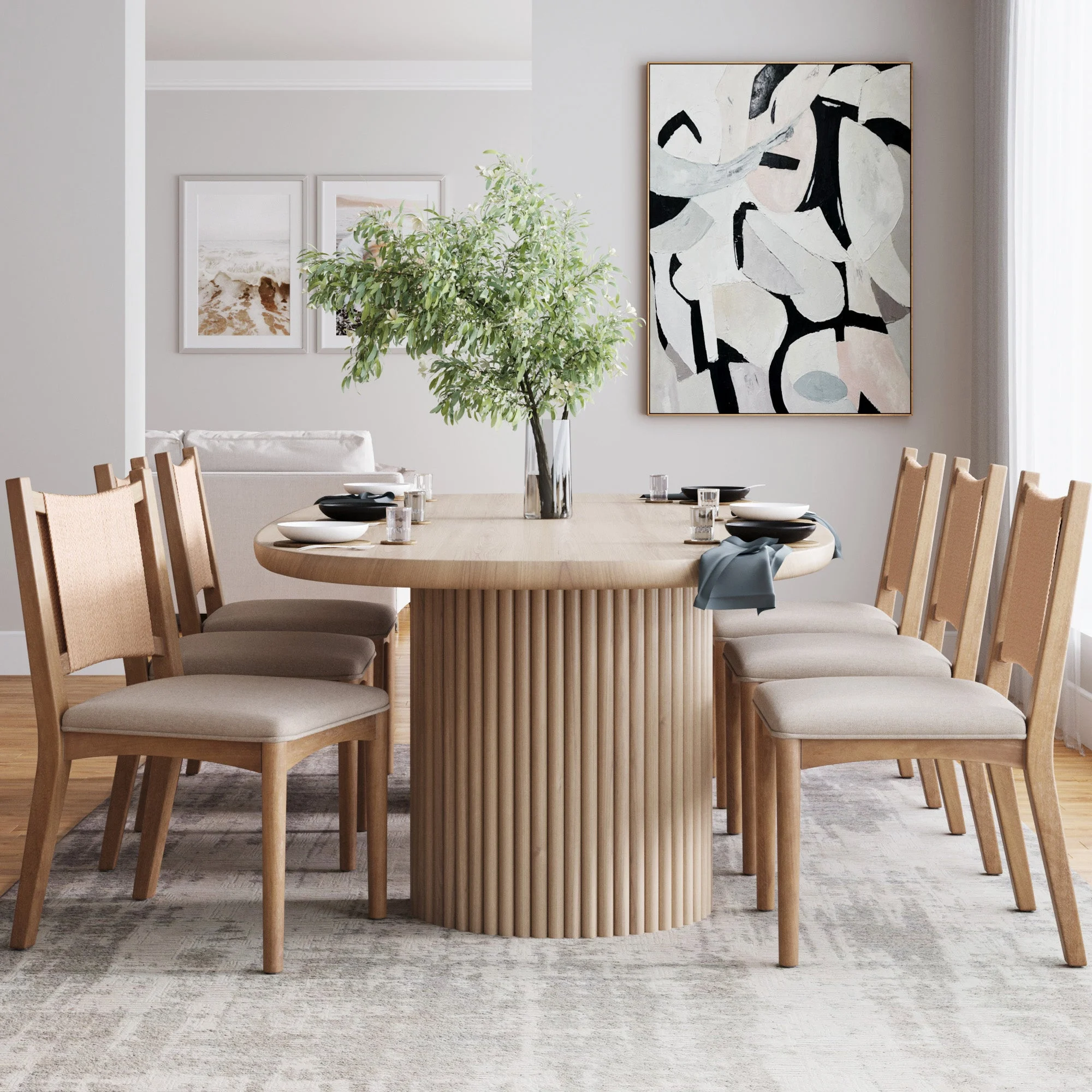 Arched Back Seagrass Dining Chair Light Brown (Set of 6)