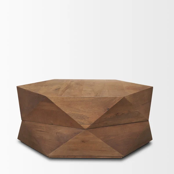 Arreto 36x36 Solid Wood Hexagonal Storage Coffee Table