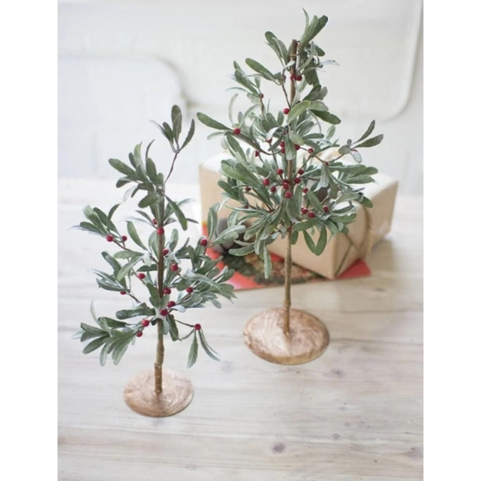 Artificial Mistletoe Trees, Set Of Two