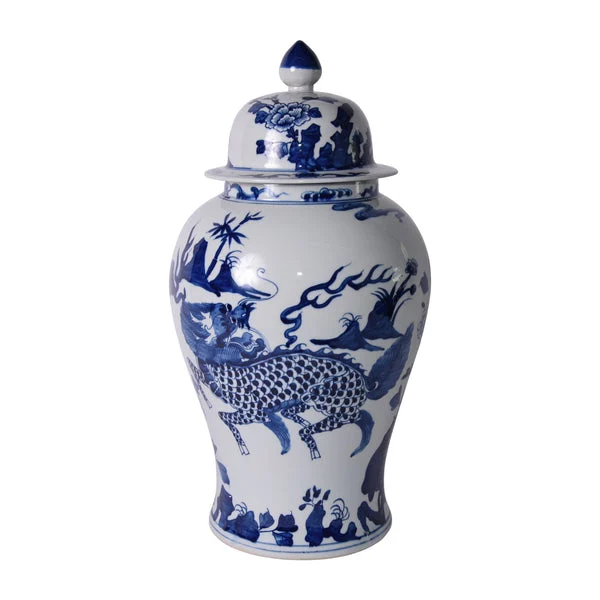 B&W Kylin Temple Jar By Legends Of Asia