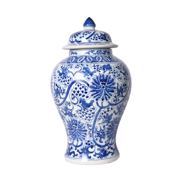 B&W Peacock Lotus Temple Jar By Legends Of Asia